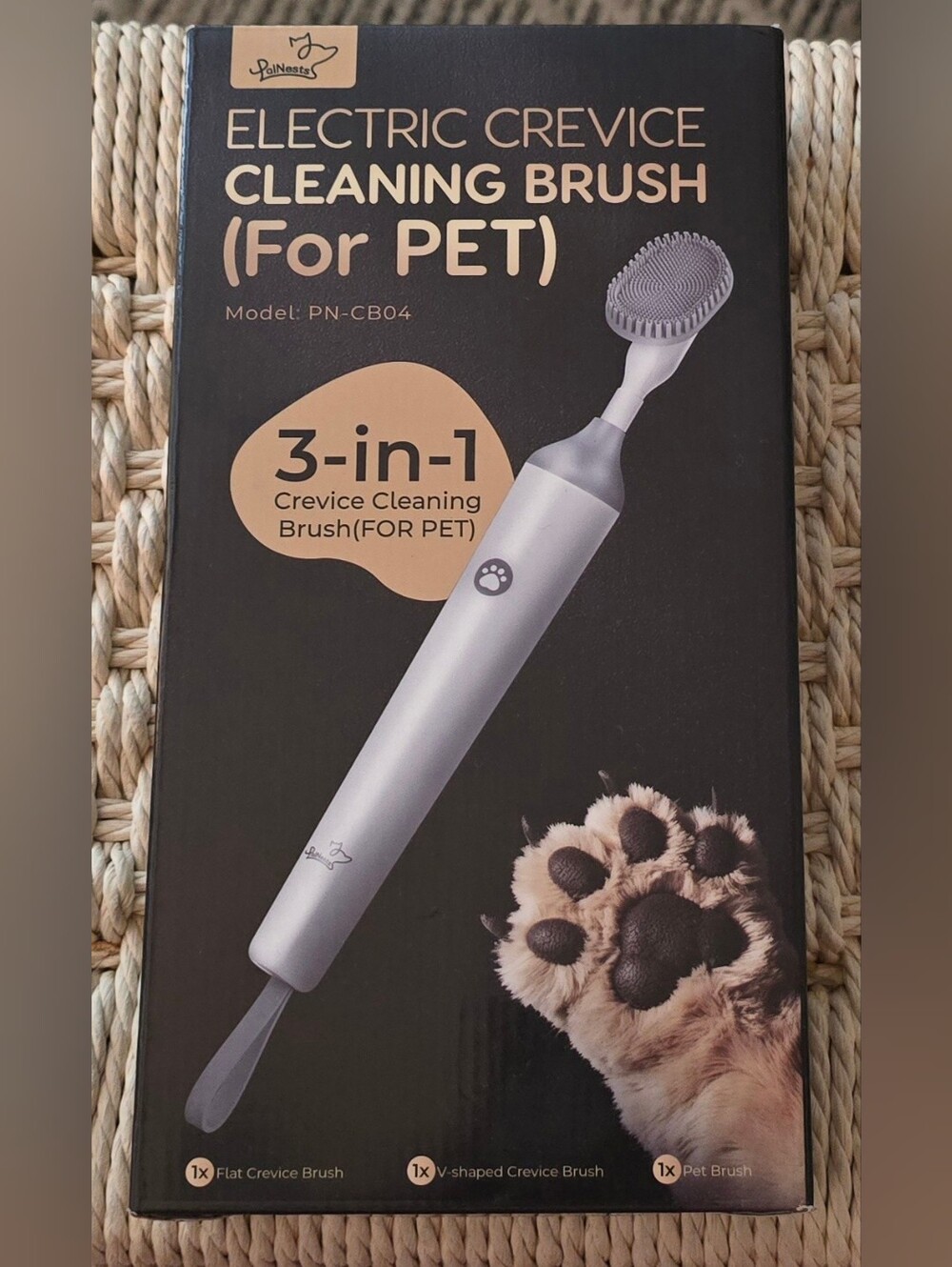 PalNests 3-in-1 Electric Pet Hair & Crevice Cleaning Brush NIB Sealed